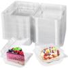 100Pcs Square Disposable Plastic Boxes Plastic Cake Slice Boxes  Party Supplies