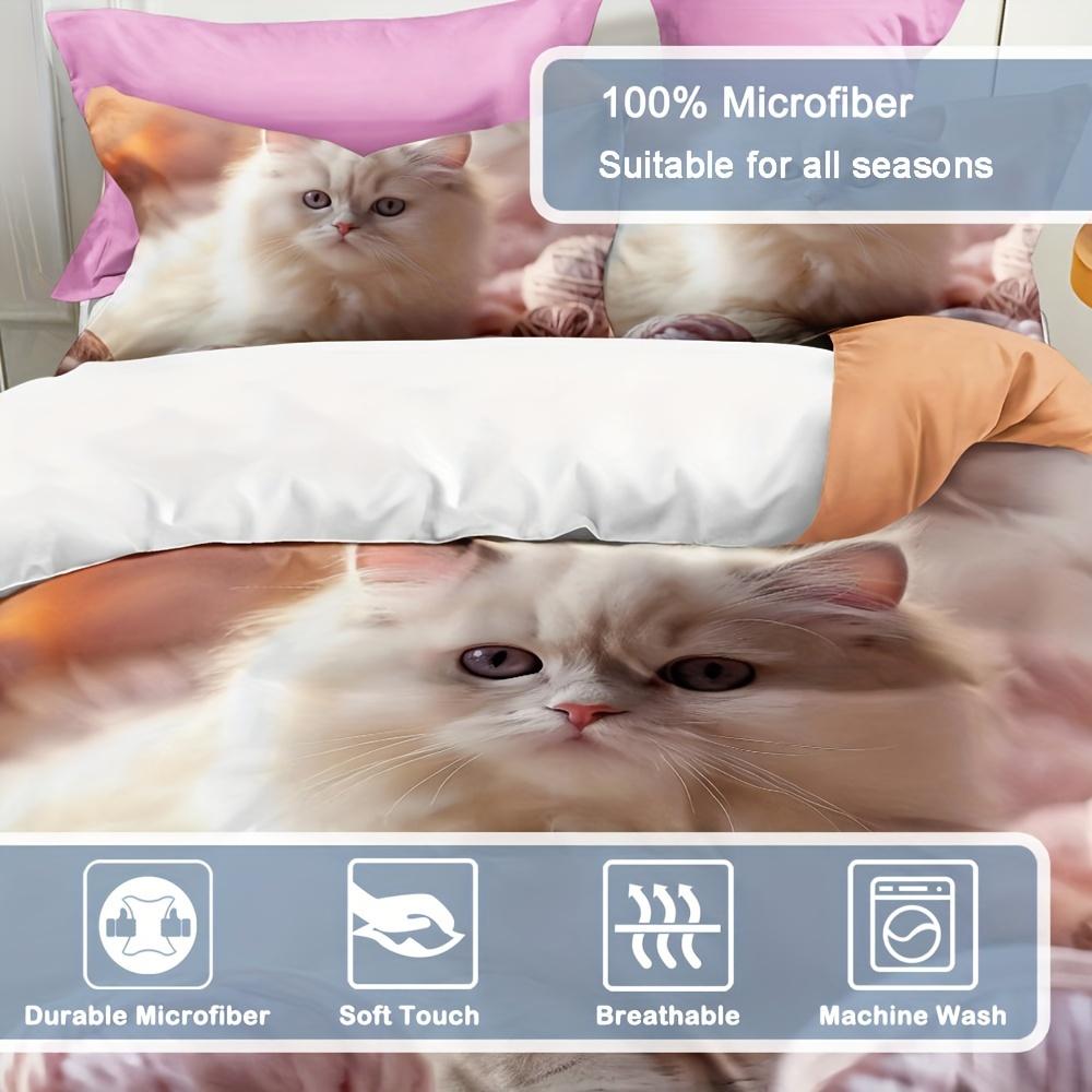 Современный модный комплект постельного белья с пододеяльником, 3D-принт милого кота, мягкий и удобный пододеяльник для спальни, гостевой комнаты