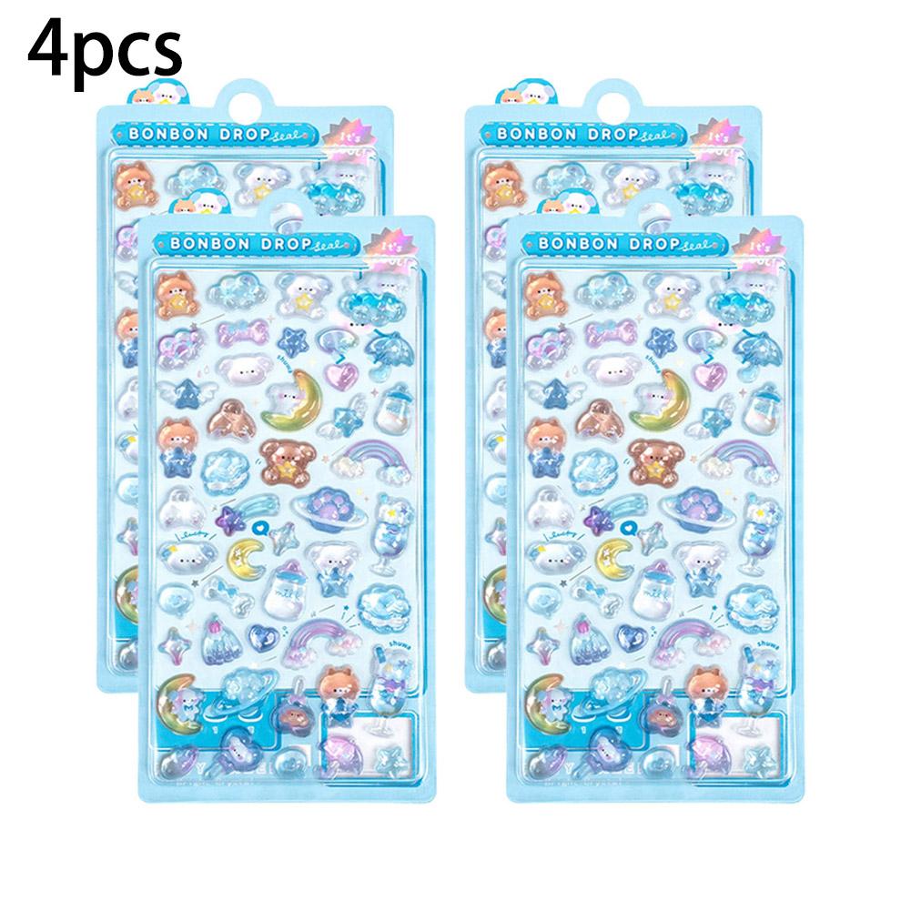 3D Relief Jelly Stickers Cartoon Animal Sticker Candy Ghost Rabbit Aesthetic Stickers DIY Phone Case Diary Stationery Sticker