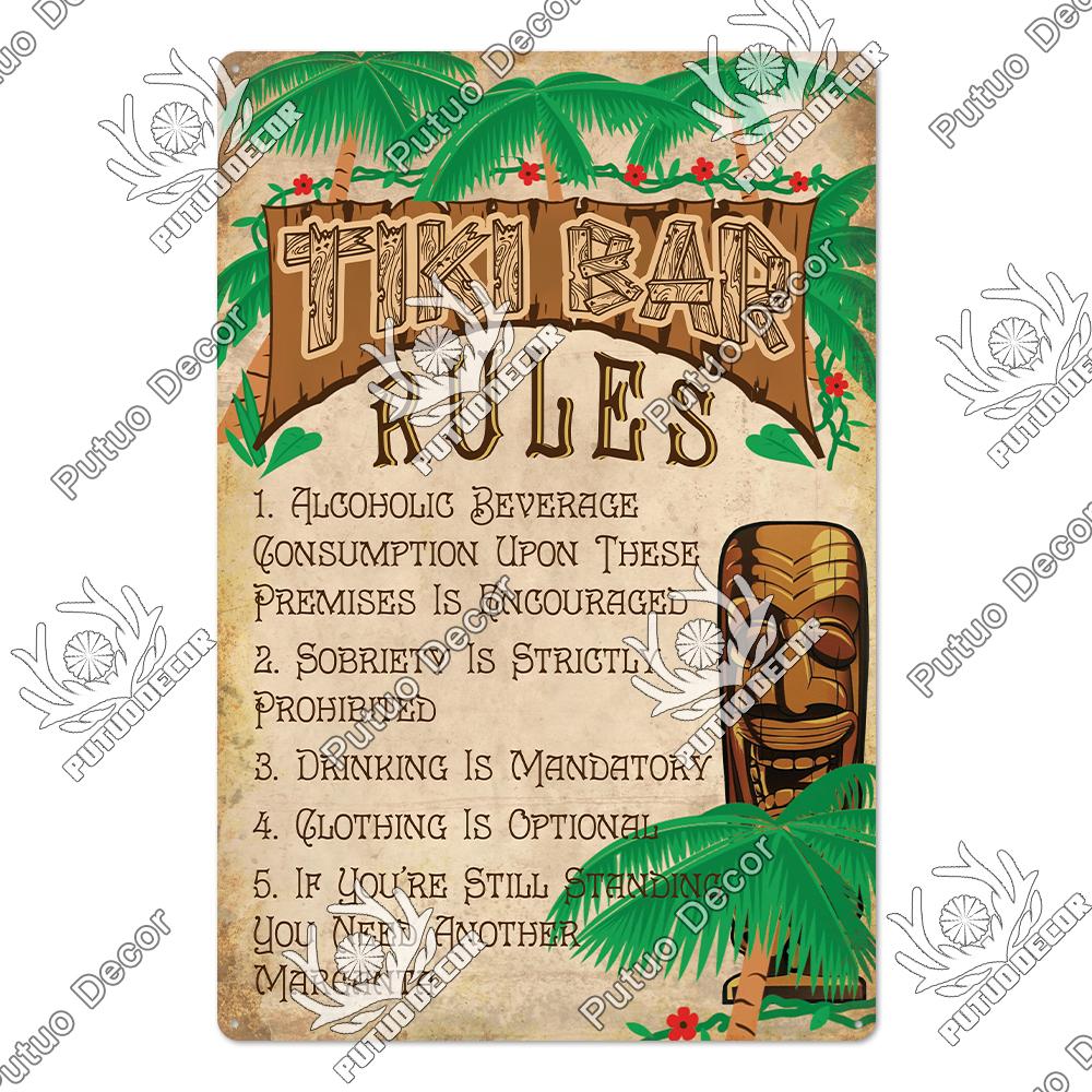 Decor Beach Vintage Plaque Metal Plate Retro Tin Signs Summer Wall Art Poster Seaside Tiki Bar House Room Iron Painting