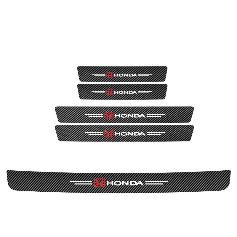 NBS4 Car Door Sill Stickers Carbon Fiber Leather Anti-stepping Protector For Honda Civic FIT Accord Prelude CRV 5th City CRZ CRX Jazz