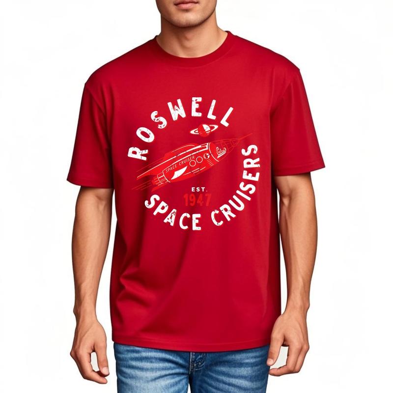 Black Summer Women Tshirt Roswell Space Cruisers Established 1947 Rocket Design Short Sleeve Workout Crew Neck Tee Shirt