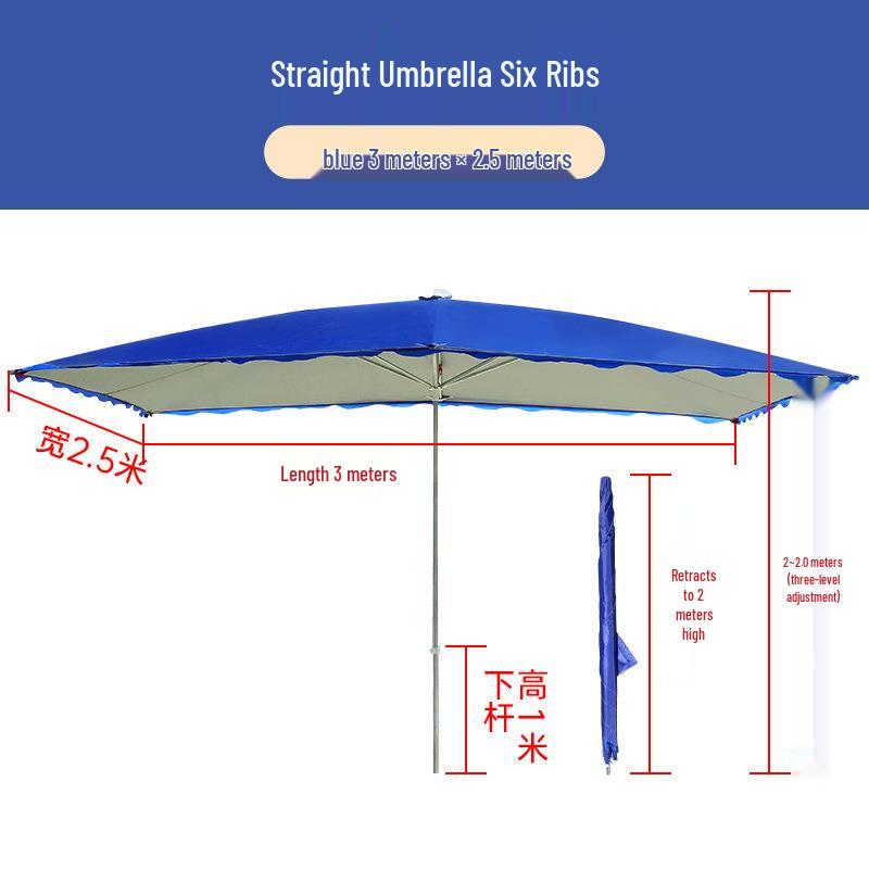 Large Rectangular Folding Patio Umbrella with Canopy Sun Protection