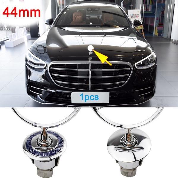 3D 44mm Metal Blue Chrome Star Bonnet Hood Logo Emblem Badge Car Accessories For W124 W202 W203 W204 W208 W210 W220