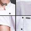 Унисекс Рубашка шеф-повара Кухня Двубортный с коротким рукавом Воротник-стойка Мягкий нагрудный карман Дышащий Устойчивый к пятнам Свободная кухня Пекарня Ресторан