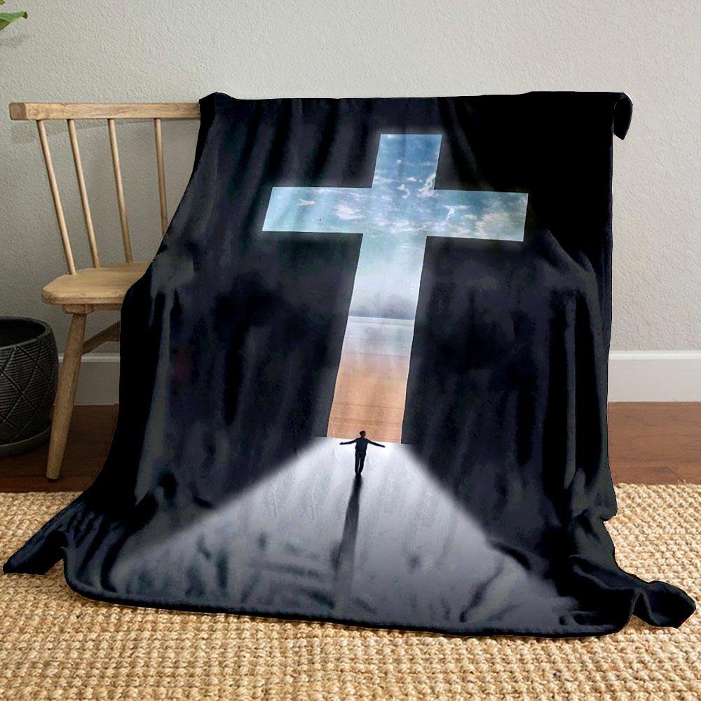 Cross Shape Seaside Sky Blanket  Printed Blanket for Living Room Bed Couch lunch break Soft Cozy Blanket for Friend's festival Gift