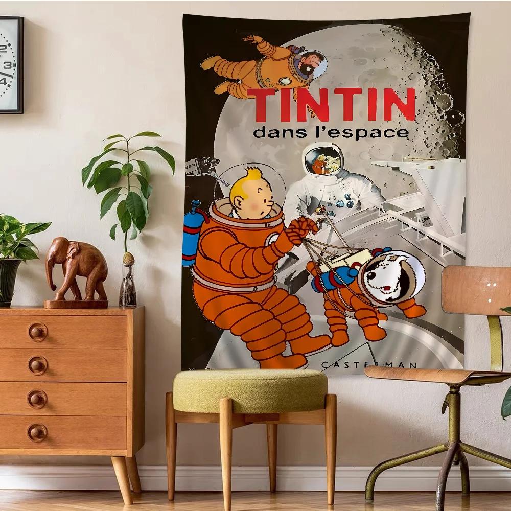 TTintins Adventure Printed Large Wall Tapestry Cheap Hippie Wall Hanging Bohemian Wall Tapestries Mandala INS Home Decor