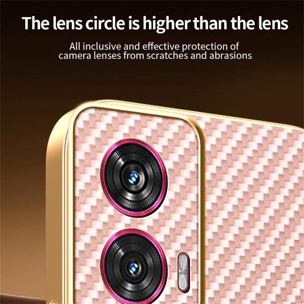 For Motorola Edge 50 Fusion 5G Phone Case Carbon Fiber Textured Electroplated TPU Back Cover