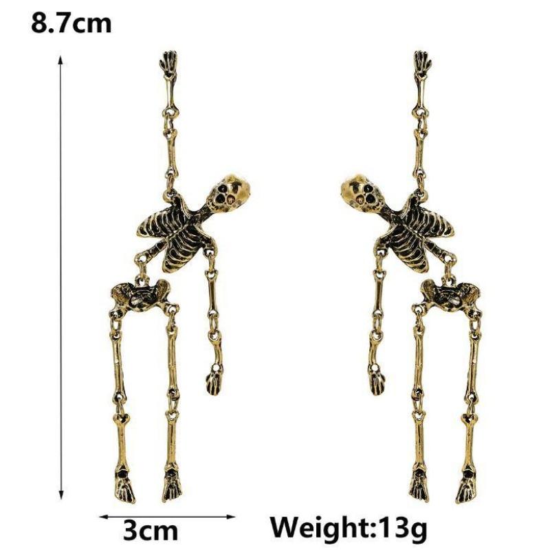 1 пара винтажных висячих сережек в виде черепа и скелета, преувеличенные ужасные готические панк-длинные женские серьги, аксессуары для вечеринок ZPG