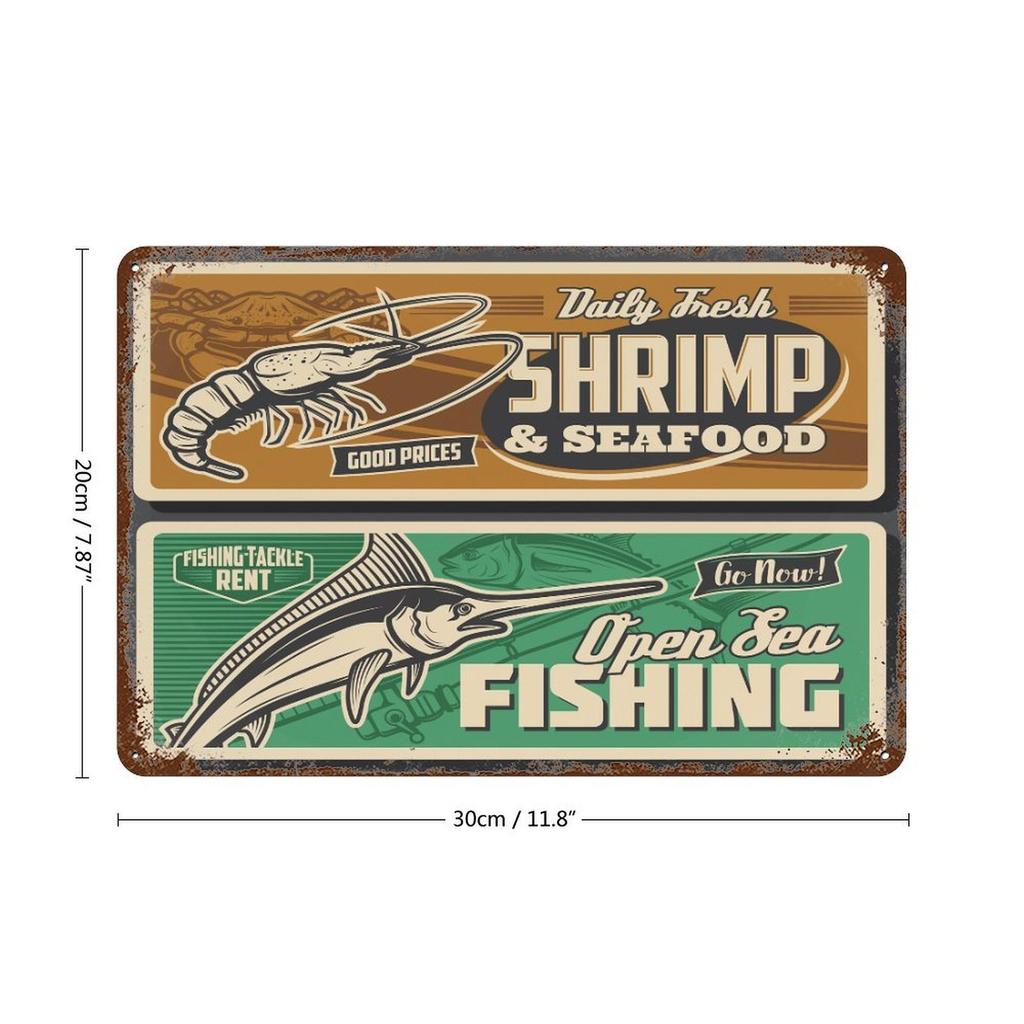 1-Pack retro wall plaque metal, 20×30cm and 30×40cm, shabby rust decor for dining room, lobby or office