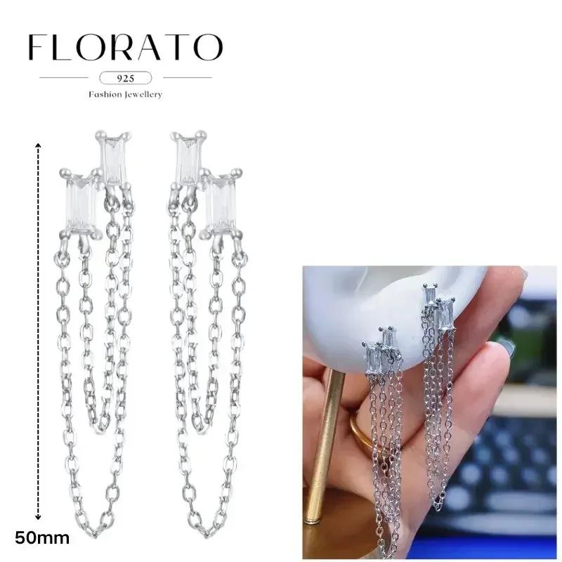 FLORATO серьги из стерлингового серебра 925 пробы серьги-цепочки с подвеской-кисточкой серьги с цирконием серебряные серьги для женщин тренд Роскошные свадебные украшения