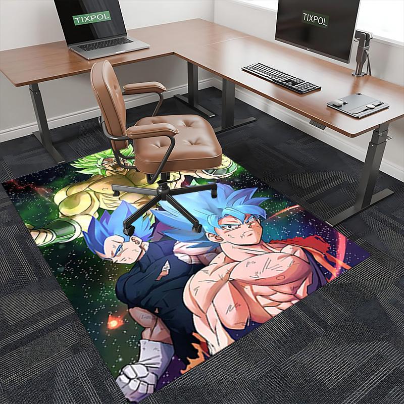 1pc Dragon Ball Super Saiyan Broly Vegeta Goku Chair Mat - Anime Cartoon Design Office Desk Pad, Non-Slip Carpet for Home Decor, Suitable for All Seas