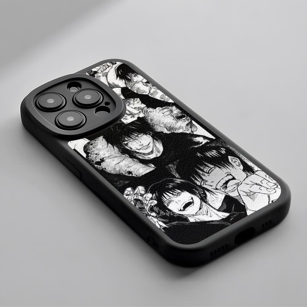 Супер крутой чехол для телефона с Тодзи Фусигуро из аниме для iPhone 16 15 14 13 12 11 Plus Pro Max Роскошный силиконовый чехол из натуральной кожи черный