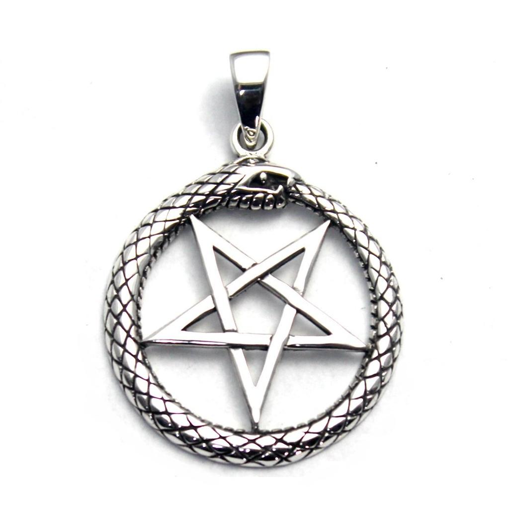 Pentagram Devil Star Star Snake Reptile Pendant Silver 925