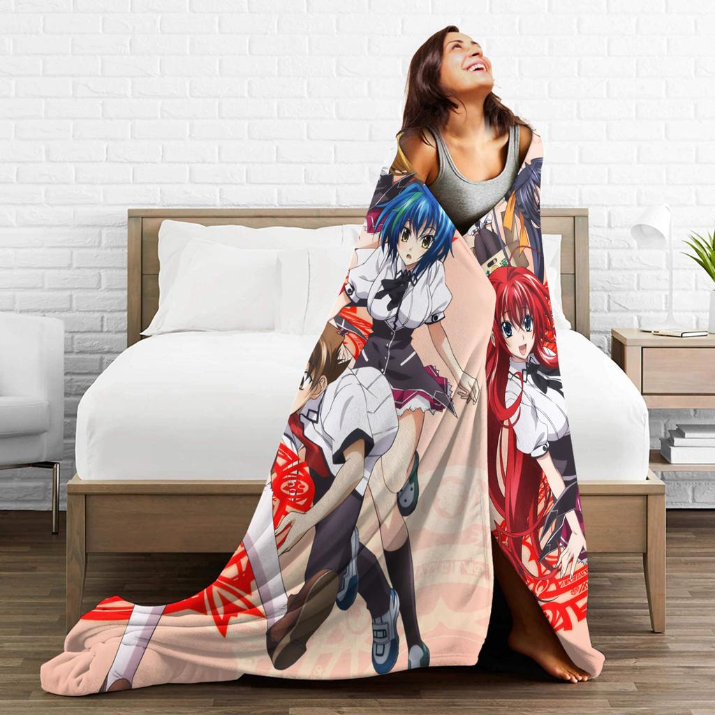 High School DxD Flannel Blanket Anime Super Warm Throw Blanket for Living Room Decorative Funny Bedspread Sofa Bed Cover