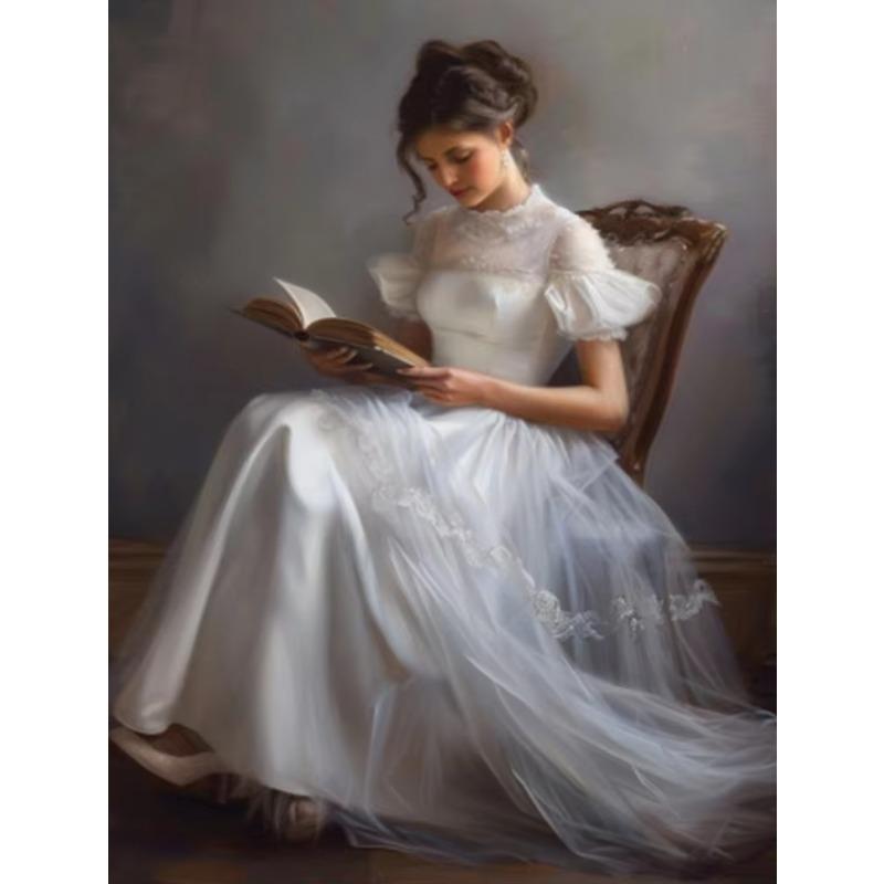 Lovable Beautiful Female Reading Vintage Posters and Prints Canvas Printing Wall Art Picture for Living Room Home ation