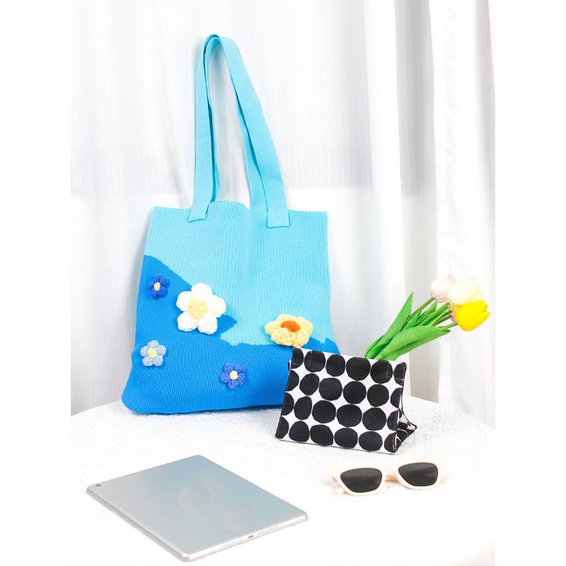 Сшитая вручную крючком тканая сумка на плечо, большая вместительная сумка, сумка для вязания крючком, женская сумка