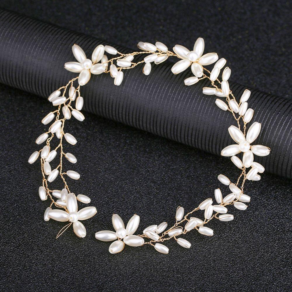 Украшение для волос ручной работы для девочек, жемчужный головной убор, хрустальная повязка на голову, свадебная заколка для волос, стразы, головной убор