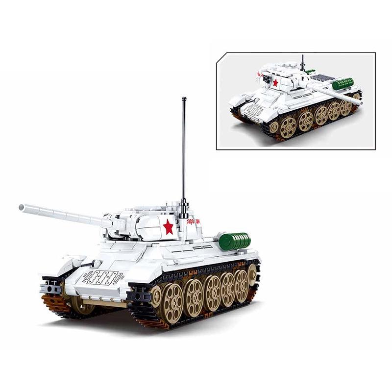 518 шт. 0978 WW2 Танк Т-34/85 Модель Конструктор Зимнее Контрнаступление Мировая Армия Солдат Детские Кирпичики Игрушка