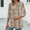 Women Cardigan Leopard Print Three Quarter Sleeve Open Stitch Lapel OL Commute Style Formal Business Office