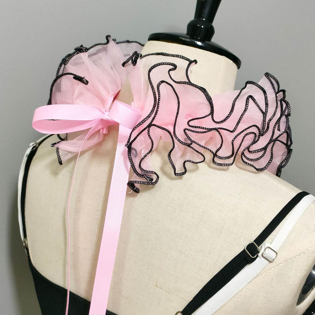 Винтажный органзовый воротник с оборками, воротник-стойка в елизаветинском стиле, воротник-стойка с оборками, воротники с клоунским воротником