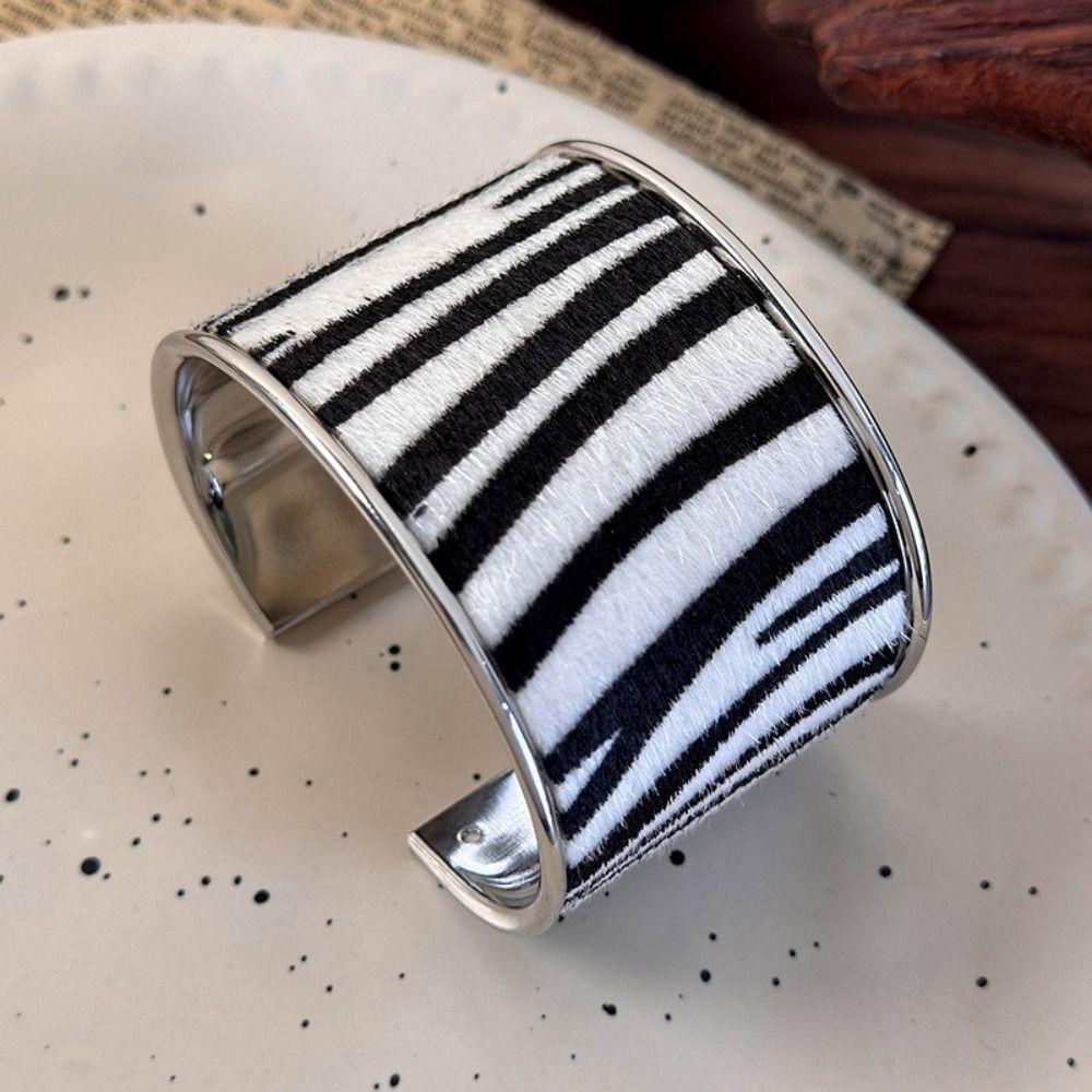 Multicolor Geometric Leopard Print Bangles Exaggerated Cuff Bangles  Hip Hop Style