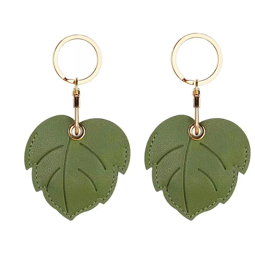 Leather Keychain Holder Case for Apple AirTag Cute Protective Air Tag Cover Keychain Ring Anti-Scratch Finder GPS Tracker Case