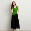 New 100% mulberry silk 120 count silk vest with simple V-neck and versatile base that can be worn externally