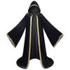 Medieval Wizard Velvet Cape Cosplay Costume Gold Trim Magic Robe Halloween Performance Attire