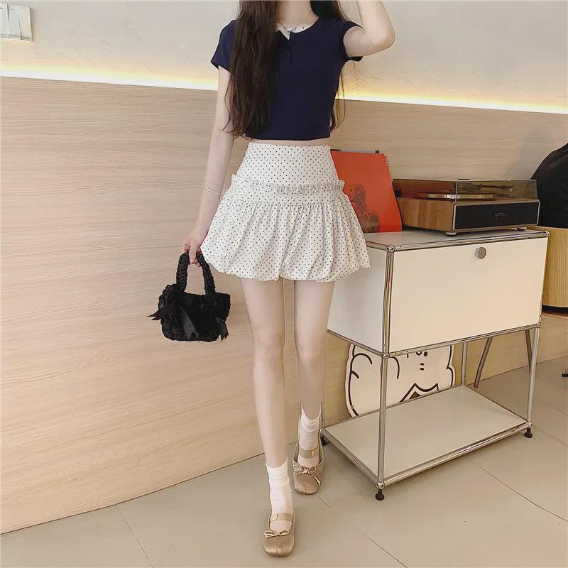 Юбка А-силуэта с узором в горошек и цветочным узором - летняя узкая короткая юбка для женщин