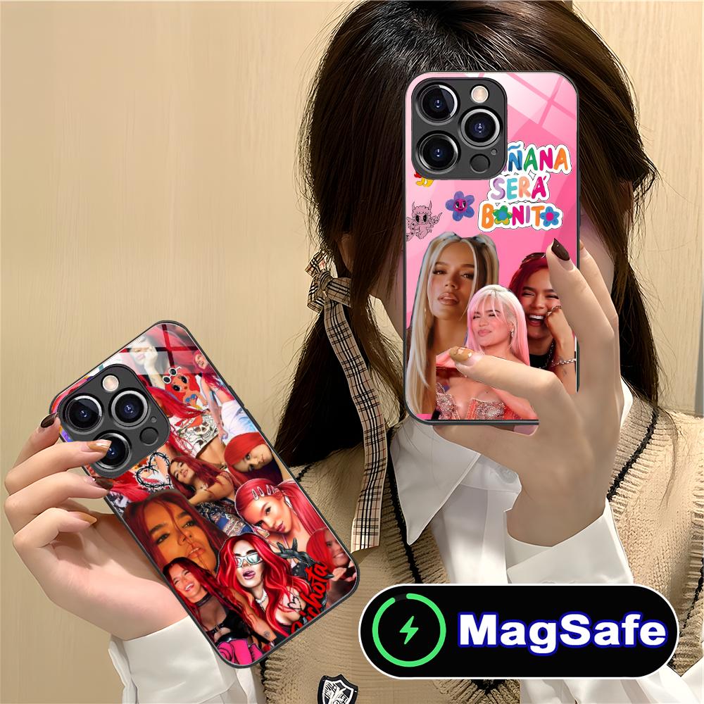 Karol G Latino Mobile Cell Phone Case for iPhone 17 16 15 14 13 12 11 Air Pro Max Plus Mini MagSafe Glass Colorful Cover Cover