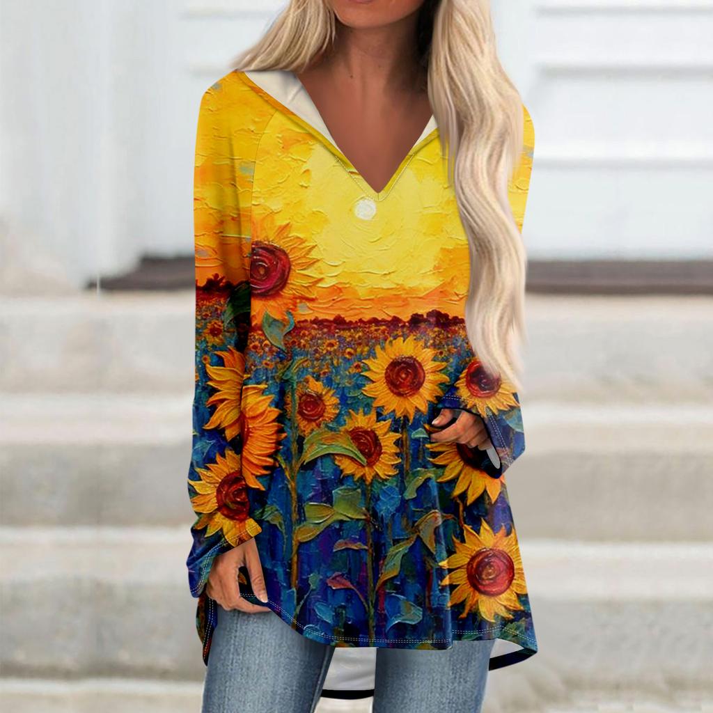 Женские свободные топы с V-образным вырезом и капюшоном с длинными рукавами, повседневные топы, домашние пижамы для отдыха, топы