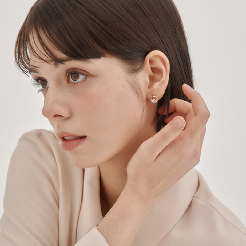 ELLE Jewelry 14K GF Hexagonal Cubic Point Earrings ELGPEE563