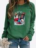 Spring and Autumn Women's Christmas Theme Printed Sweater Thickened Round Neck Long Sleeve Casual Sweatshirt Plus Size Top