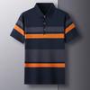 Men'S Polo Shirt Casual Striped Yarn With Skin-Friendly Lapel Short Sleeve T-Shirt Bottom Shirt