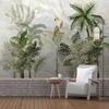 Custom Photo Wallpaper For Walls 3 D European Style Marble Pattern Hand Painted Plant Leaf Living Room Background Wall Painting