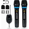 Dual Wireless Microphones Rechargeable, UHF Metal Wireless Mic System Cordless Microphone Professional with Echo Treble BASS VOL Channel Control