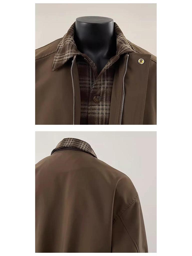 American Streetwear Trendy Patchwork Color Block Couple Autumn Padded Lapel Jacket