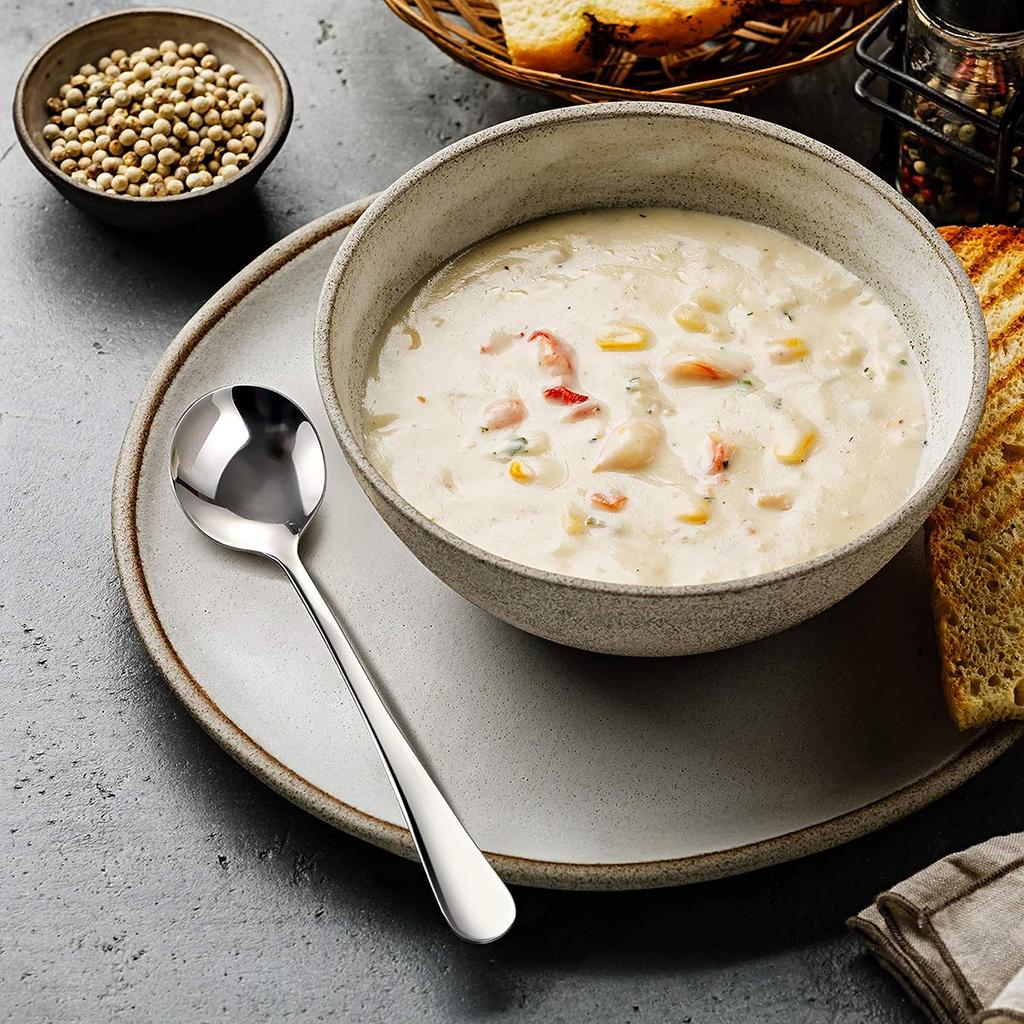 Ложки для супа, 12 предметов, круглые ложки для бульона из нержавеющей стали