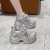 10CM Women Casual Platform Sneakers High Heels 2025 New Autumn Sports Leather Shoes Bling Trainers Chunky Sneakers Zapatos Mujer