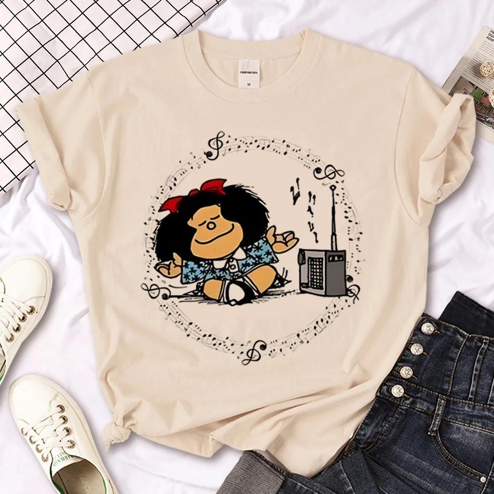 Mafalda Tshirts Women Japanese Tee Female Funny Designer Graphic Clothes Y2k Top Shirts for Women