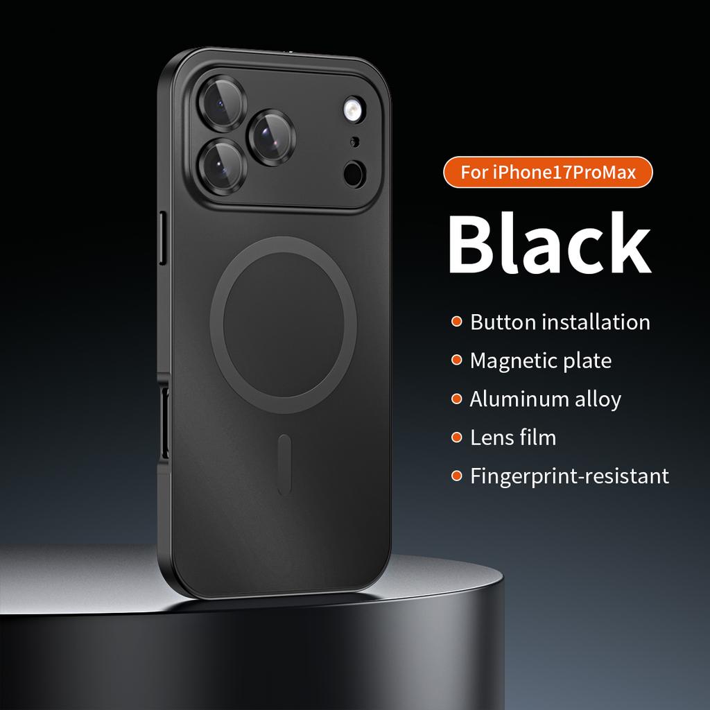 Металлический Магнитный Матовый Чехол Для iPhon 12 13 14 15 16 17 Pro Max 14Plus Чехол Для Magsafe Защитная Пленка для Объектива Алюминиевая Рамка Беспроводная Зарядка