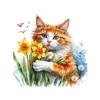 QT2186#15см Очаровательный рыжий котенок с цветами Наклейка на автомобиль для ноутбука, грузовика, телефона, мотоцикла, окна