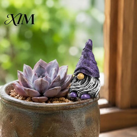 Waterproof Balcony Accents Colorful Hat Gnome Resin Statue, Faceless Dwarf Figurine with Wrinkled Hat, Healing Home Decor Garden Ornament, Indoor