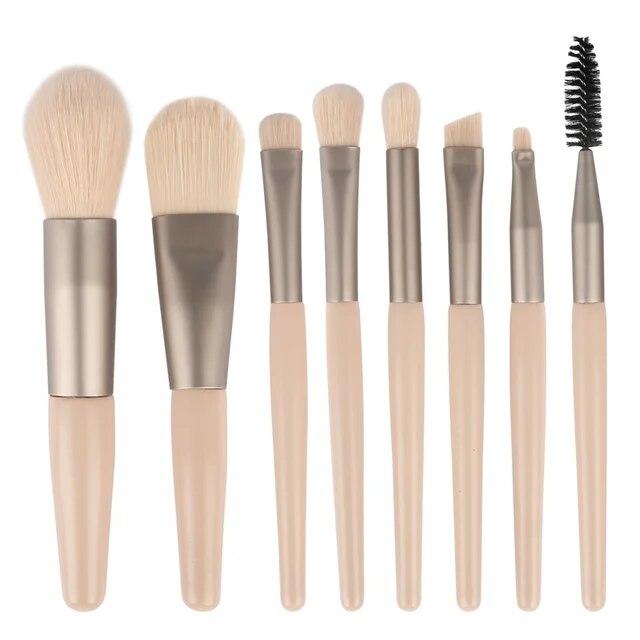 Makeup Brush Set 8-Piece Mini Travel Soft Makeup Brush Set Portable Eyeshadow Brush Foundation Eyelashes Concealer Blush