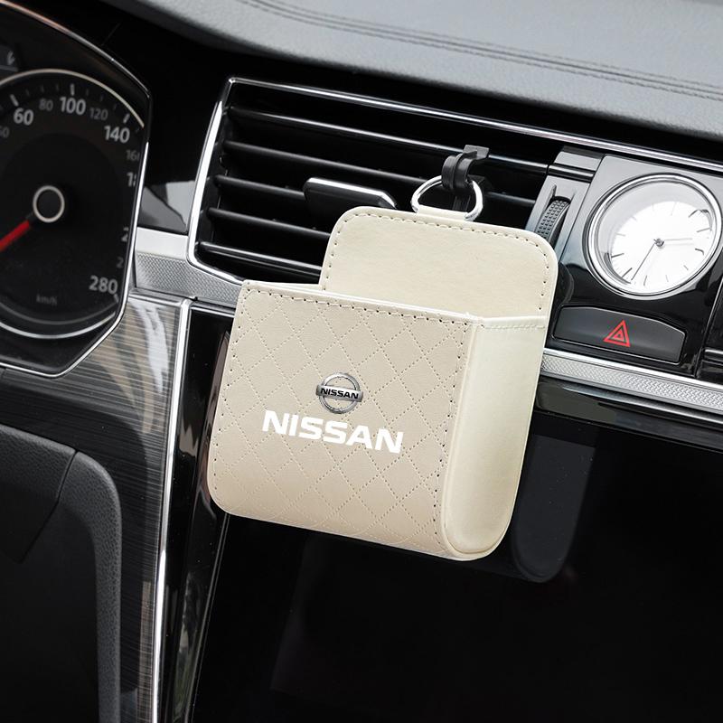Car Interior Air Vent Storage Box Lipstick Card Sundries Bag For Nissan Sylphy N7 Teana Qashqai Note J10 J11 J31 Navara Juke GTR
