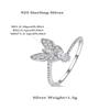 Shiny Butterfly Rings For Women Girls Minimalist Ring Delicate Women Silver Color White Stone Butterfly Ring Wedding Bands Jewelry