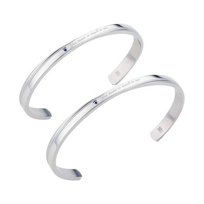 Пара Набор Хирургическая нержавеющая сталь Кубический 4SBG045SV 4SBG046SV Браслеты, 2, 316L, Цирконий, Крест, Матовый, Сообщение, &