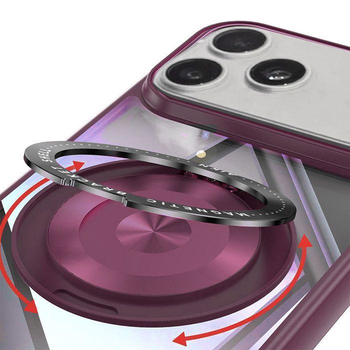 Coque de Protection - BOOLING - pour iPhone 17 Pro Max - Hybride avec Anneau Rotatif Magnétique - Rouge