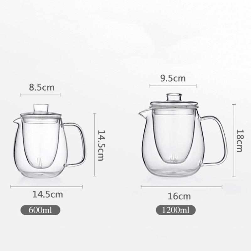 600/1200ml Household Teaware Glass Teapot For Stove Heat Resistant High Temperature Explosion Proof Tea Infuser Milk Tea Set